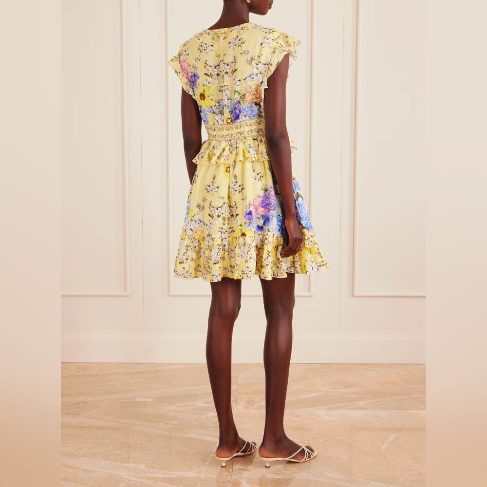 CAMILLA Appliquéd embellished floral-print linen-voile mini dress - Picture 3 of 17
